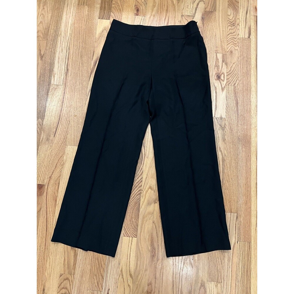 Armani Collezioni Womens Sz 12 Black‎ Polyester Dress Pants Side Zip Flat Front